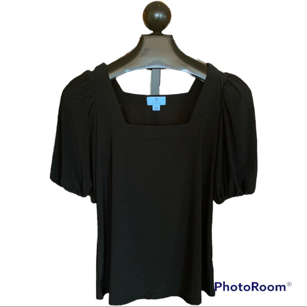 CeCe SQUARE NECK TOP NWOT MED BLK